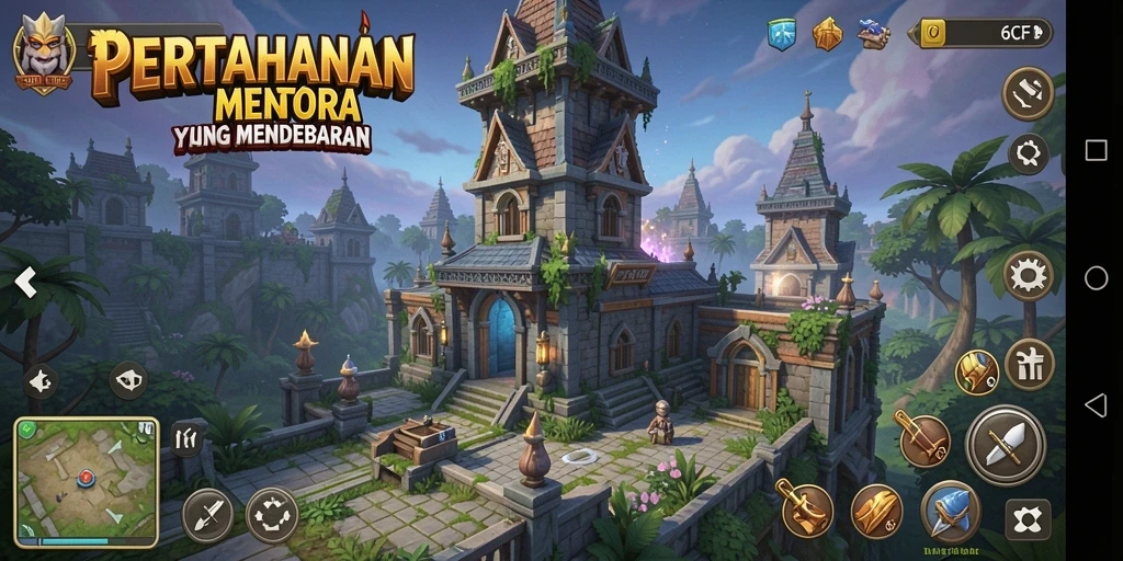 Skrinsut gameplay menara pertahanan yang menyenangkan dan menantang.