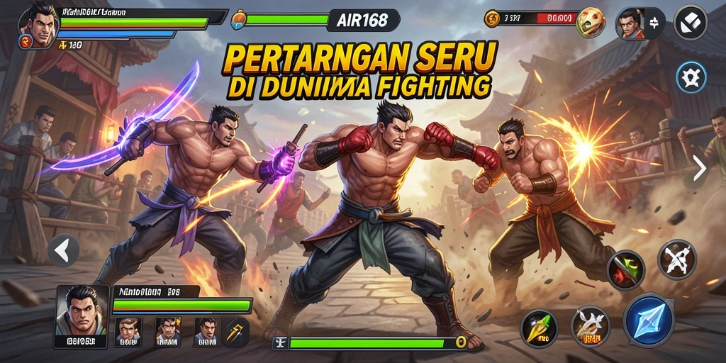 Tangkapan layar gameplay AIR168 menampilkan pertarungan seru dengan karakter yang dinamis.