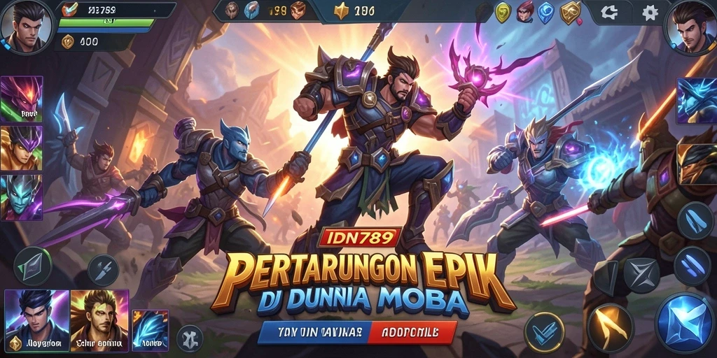 Tampilan seru gameplay IDN789 dengan karakter bertarung.