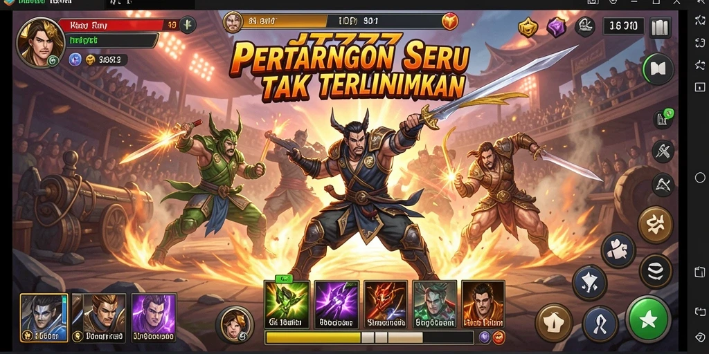 Tampilan gameplay pertarungan yang mendebarkan di JT777.