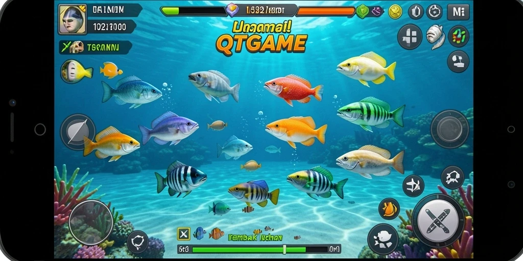 Tampilan gameplay Tembak Ikan yang seru dan mengasyikkan di QTGAME.