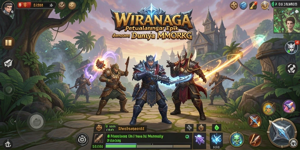 Screenshot gameplay WIRANAGA dengan pertarungan epik dan karakter yang unik.