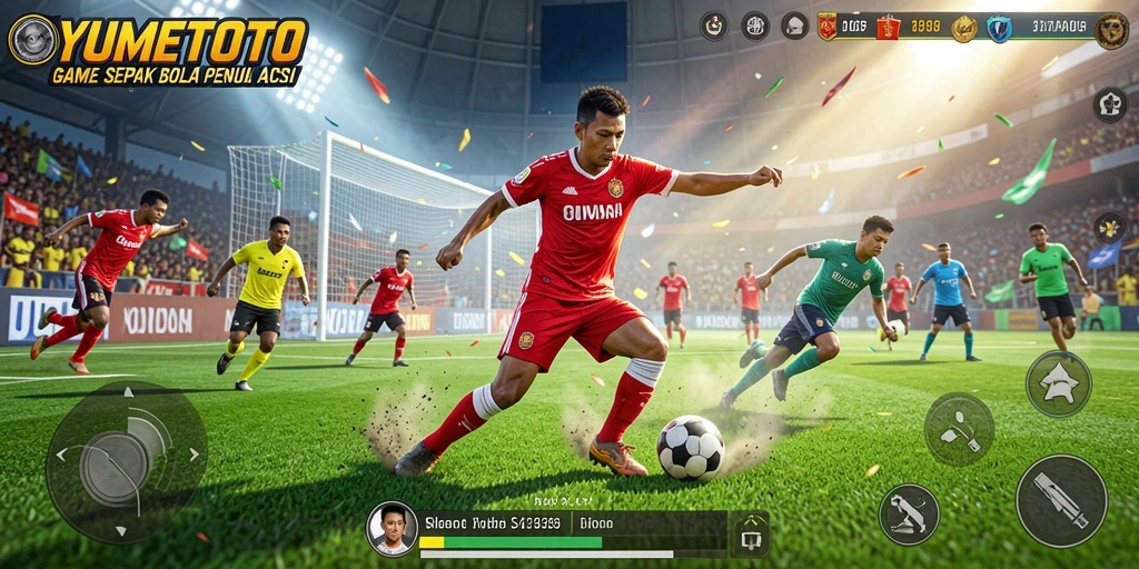 Tampilan menarik dari gameplay YUMETOTO yang penuh aksi sepak bola.